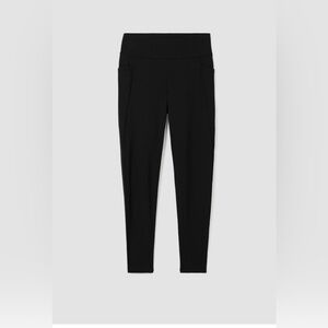 NWOT Eileen Fisher Black Cotton Stretch Jersey Pants Size Medium Petite